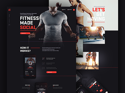 fitgapp.com landing page app application design fitness jakobsze landing landing page long page mobile social touchdesign website