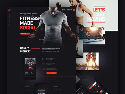 fitgapp.com landing page app application design fitness jakobsze landing landing page long page mobile social touchdesign website