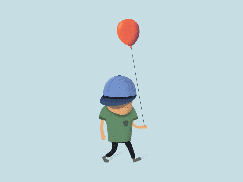 Balloon Walking Cycle after effects animated balloon boy character gif minimal shading smooth texture