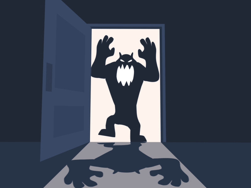 Scary Monster after effects animated closet dark flat gif light minimal monster scary shadow