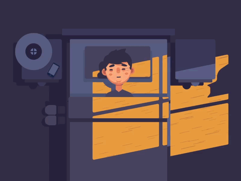 Up All Night - TradeGecko 2d animation bed character nick slater night rain rig room sleep surprise