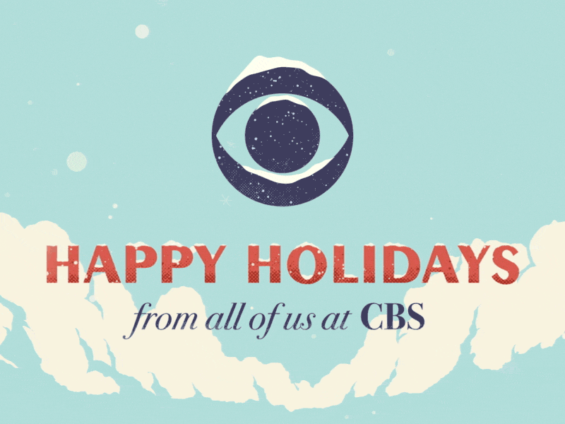 CBS Happy Holidays - End Tag 2d animation christmas gif glitter holidays simple snow tv type wind winter