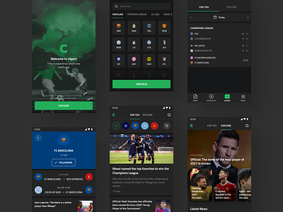 cSport - Sport News App app app design clean design green news sport sport app sport news sports ui ux