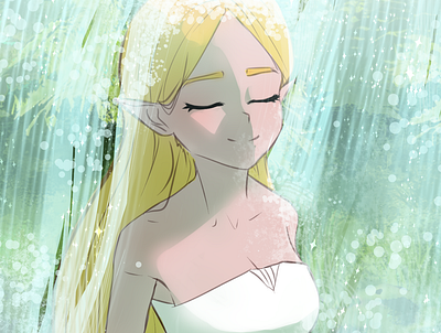 Princess Zelda under the waterfall illustration nintendo princess video games waterfall