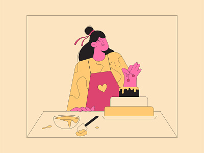 Mom makes the best cake ever! character character design editorial design editorial illustration flat design flat illustration vector web