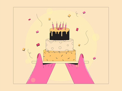 Birthday Cake 2d illustration cake editorial design editorial illustration flat design flat illustration lineart vector vector illustration web