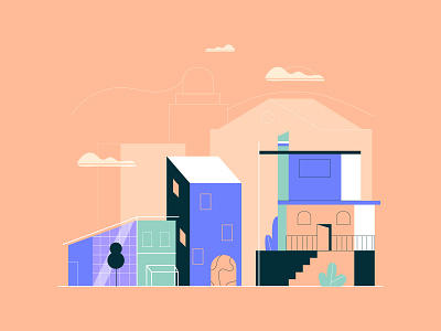 Neighbourhood app buildings explainer flat design flat illustration vector vector illustration web web illustration