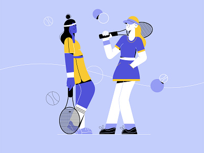 Tennis Girls character character design flat design flat illustration gfx line art minimal art sport illustration vector art vector illustration