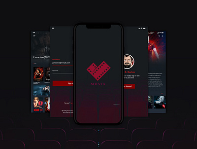 Movix Mobile App app design illustration typography ui ux vector