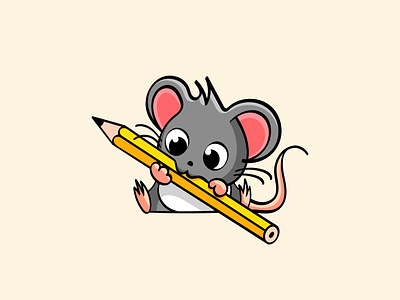 Squeak Design animal art chew cute design funny logo mascot mouse pencil stylish logo