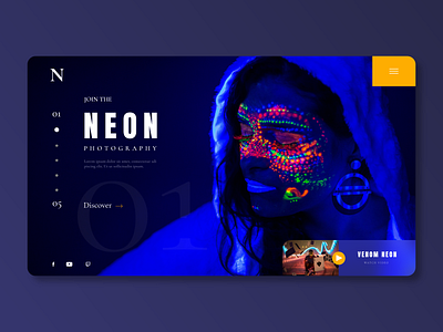 Neon Photography Concept app design typography ui ux web website