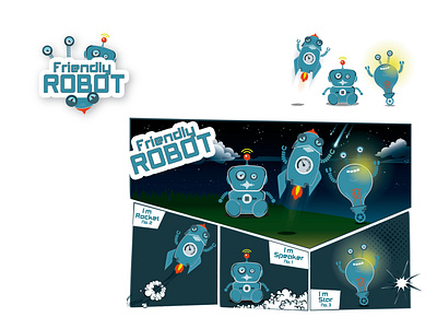 Illustration Friendly Robot design illustration illustration design robot vector