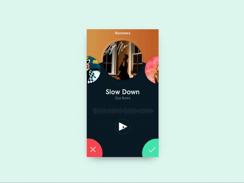 Tinder for music test with Invision Studio