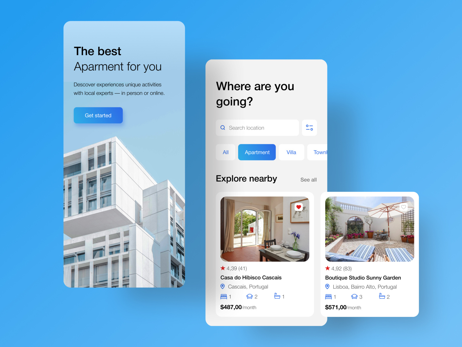 Mobile App for Apartment rent by Natali Grigoreva on Dribbble