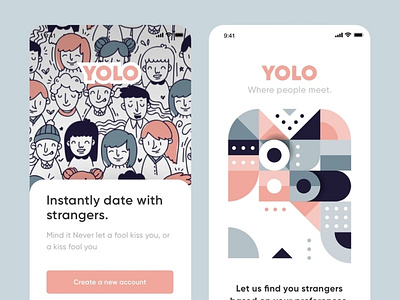 Yolo app art branding design illustration minimal typography ui ux