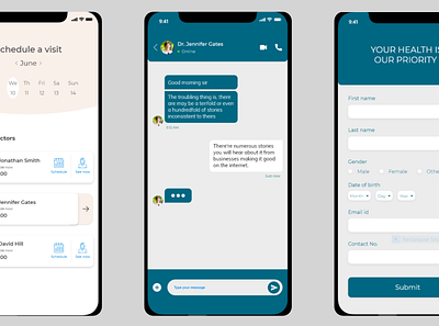 Hospital app for patients app app design chatting ui design form design mobile ui ui uidesign ux uxdesign