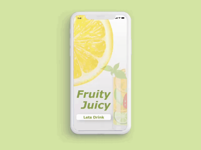 Fruity Juicy - A Mobile Application adobe xd design adobexd design green mobile app simple design ui ux uxui yellow