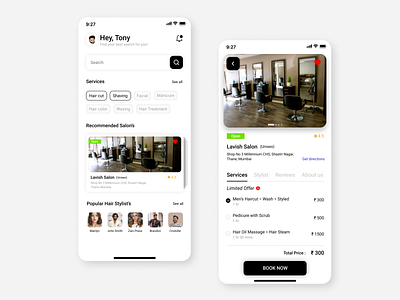 Salon Booking App app appdesign booking design figma mobile app salon ui uidesign ux