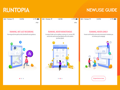 Runtopia newuse guide app design gui illustration ui