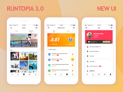 RUNTOPIA 3.0 app design gui ui