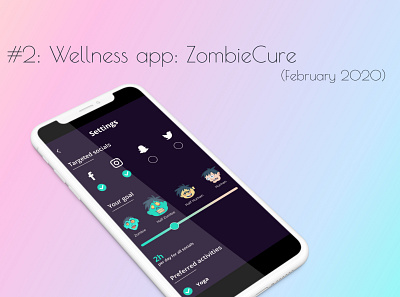 Project #2: ZombieCure app digital wellbeing digital wellness ui ux wellness app zombiecure