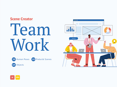Team Work Illustration Landing Page character characterdesign design flat flatdesign illustration illustrations landing landingpage landingpagedesign landingpages page team teamwork template uidesign vector vectorillustration website work