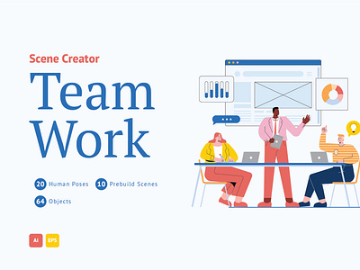 Team Work Illustration Landing Page