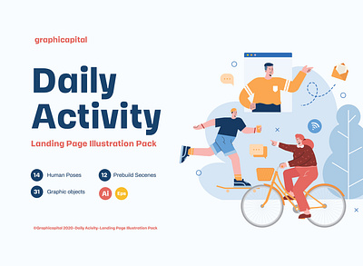 Daily Activity Illustration Landing Page activity character characterdesign daily dailyactivity design flat flatdesign illustration illustrations landing landingpage landingpagedesign landingpages page template uidesign vector vectorillustration website