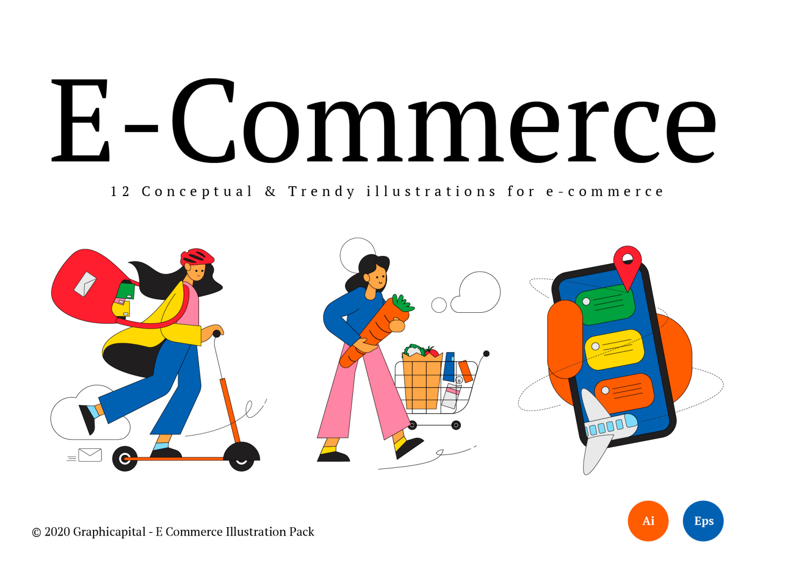 E-Commerce Illustration Scenes by Graphicapital on Dribbble