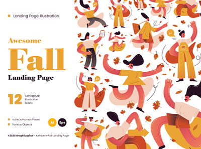 Awesome Fall Illustration Scenes / Landing Page autumn character characterdesign design fall festival flatdesign illustration illustrations landing landingpage landingpagedesign landingpages october page template uidesign vector vectorillustration website