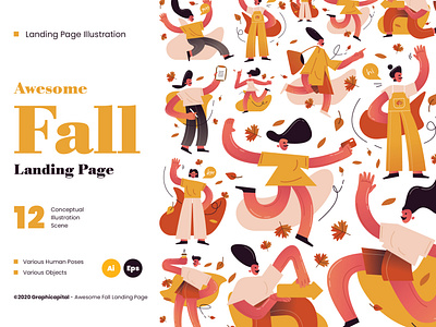 Awesome Fall Illustration Scenes / Landing Page