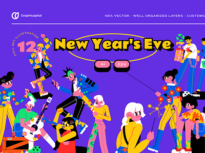 Purple Flat New Year's Eve Activity Illustration