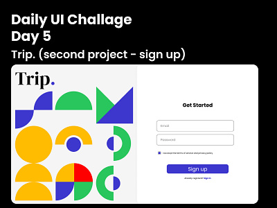 Trip. - Sign up page