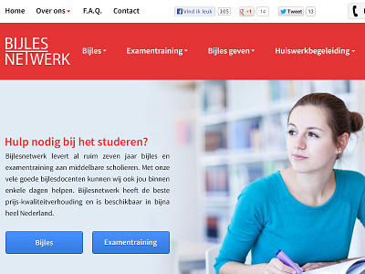 Landing page tutoring company blue clean dutch flat hero landing red source sans pro tutor tutoring white