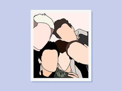 A Polaroid Portrait of One Direction cartoon flat illustration minimalist vector