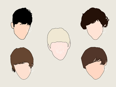 Headshots of One Direction ✨ headshots illustration minimalist simple vector