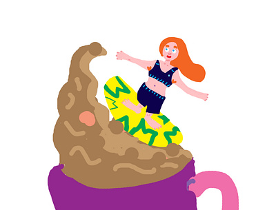 surf caffee characterdesign girl illustration photoshop summer