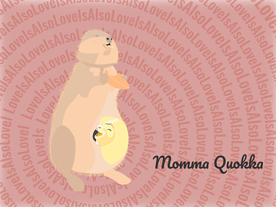 Momma Quokka illustration love marsupial pink quokka vector