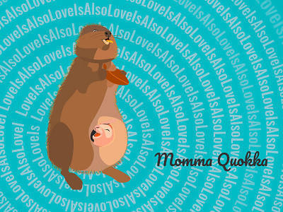 Momma Quoka V.2 blue colors illustration love marsupial quokka vector