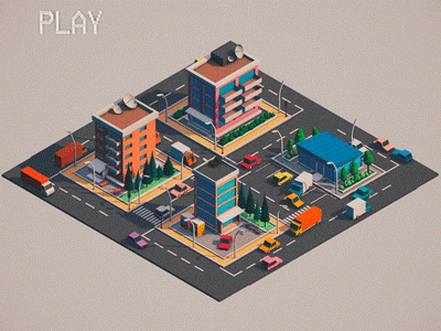 VHS Low Poly City 3d after effects animation car cinema 4d cinema4d city gif low poly vhs