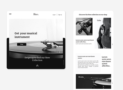 Blues art black branding minimal minimalism monochromatic monochrome music typography ui ux web website white