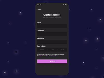 DailyUI 001 - Sign Up (mobile app)