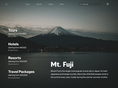 Travel Website Concept landing page product design