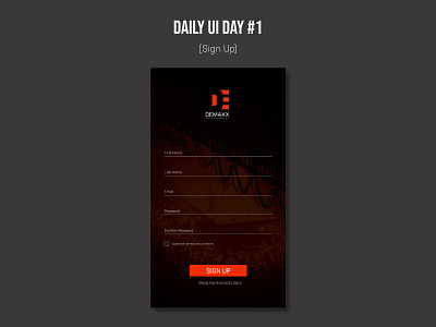 Daily UI Day 1 - Sign Up abodexd adobe dailyui ui xd xddailychallenge