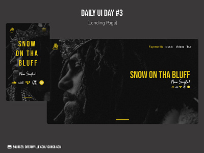 Daily UI Day 3 - Landing Page abodexd adobe dailyui design music musician ui uidaily uidesign webdesign xd xddailychallenge