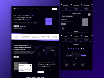 Reward Landing Page crypto design earn figma landing page reward ui ux