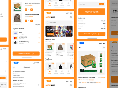 ShopGud E-Commerce Mobile App Exploration cart ecommerce exploration figma shop ui yellow