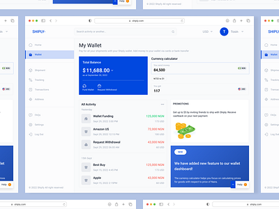 Shiply Wallet Dashboard