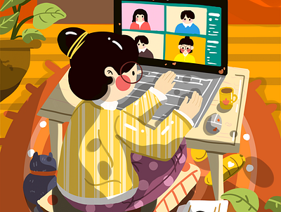 Online office illustration
