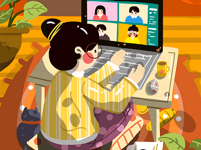 Online office illustration